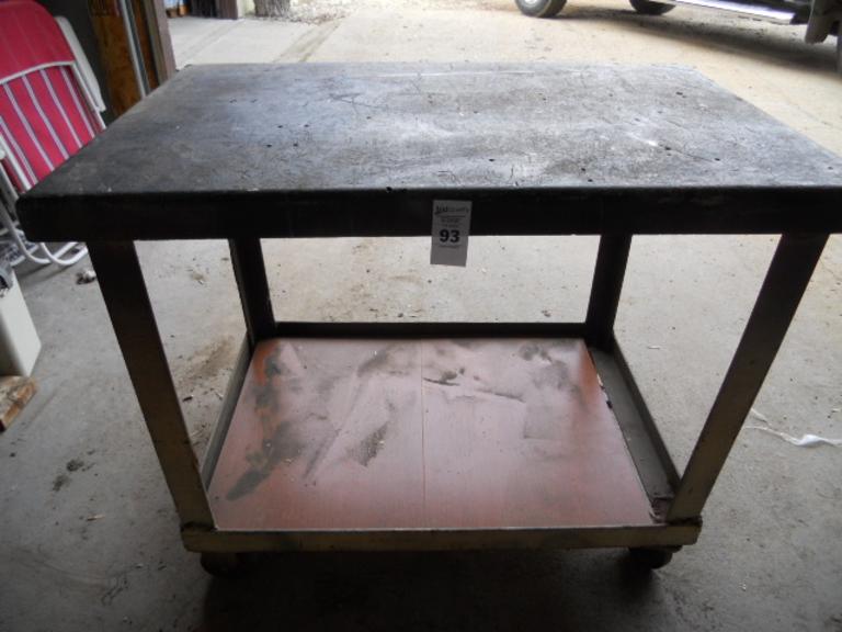 Heavy Duty metal shop table on wheels